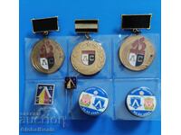 7 pieces of Levski football team badges, with Liverpool and others