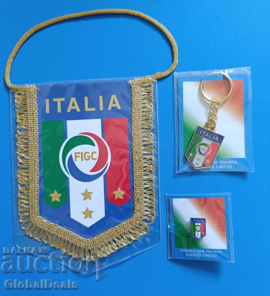 Bulgaria - Italia, insignă, steag, breloc și program