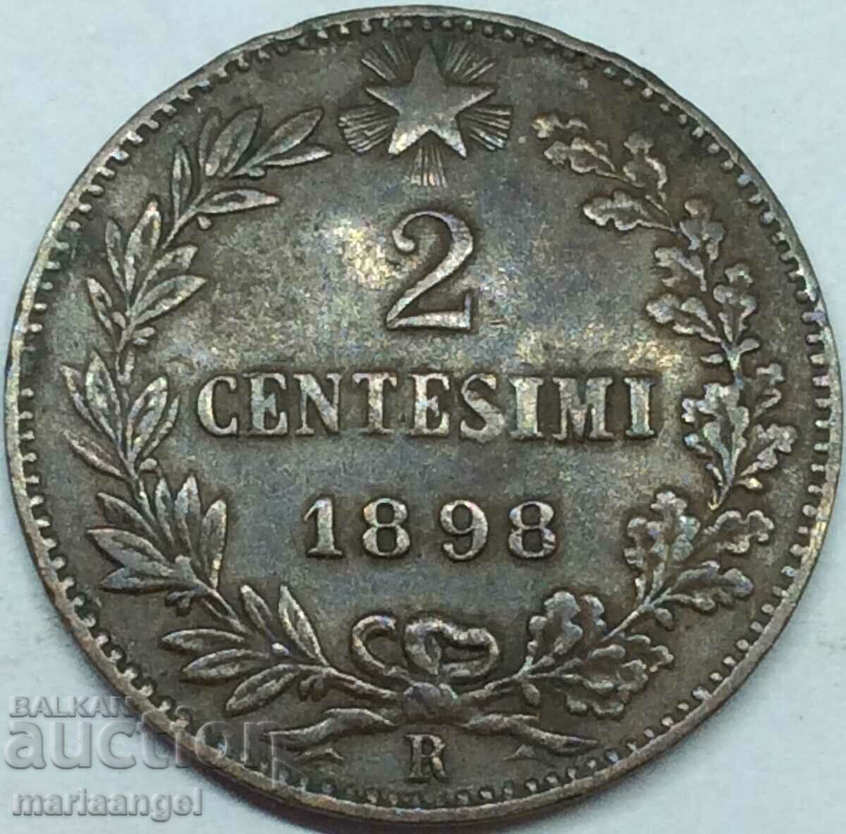 2 Centesimi 1898 Italy King Umberto I