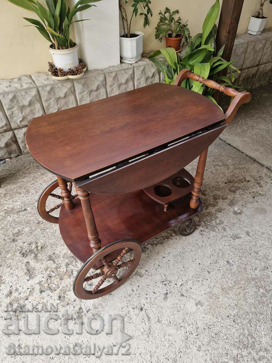 Чудесна антикварна холандска дървена количка за сервиране