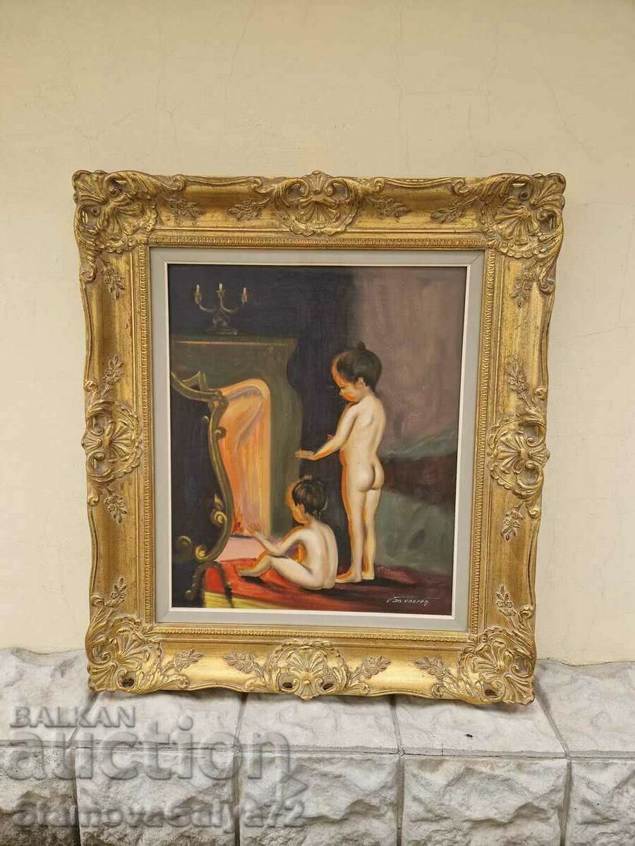 Great antique Belgian oil painting