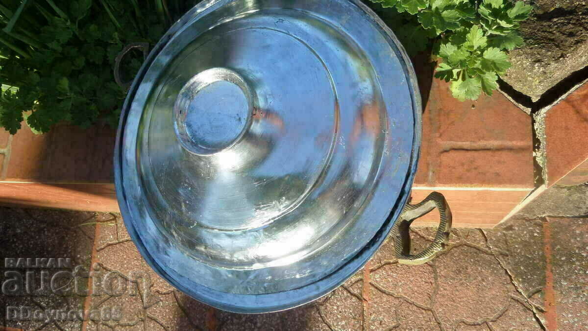 Old copper pan with lid - 5