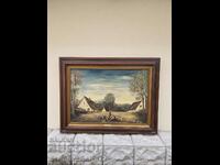 Beautiful antique Belgian oil on canvas painting
