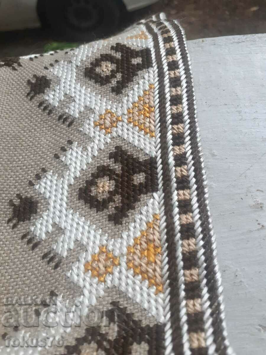 Auction Old Bulgarian checked linen panama hand embroidered Auction Old Bulgarian checked linen panama hand embroidered