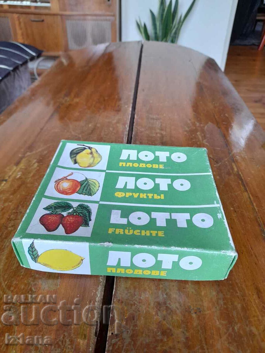 An old children's game Lotto fruits