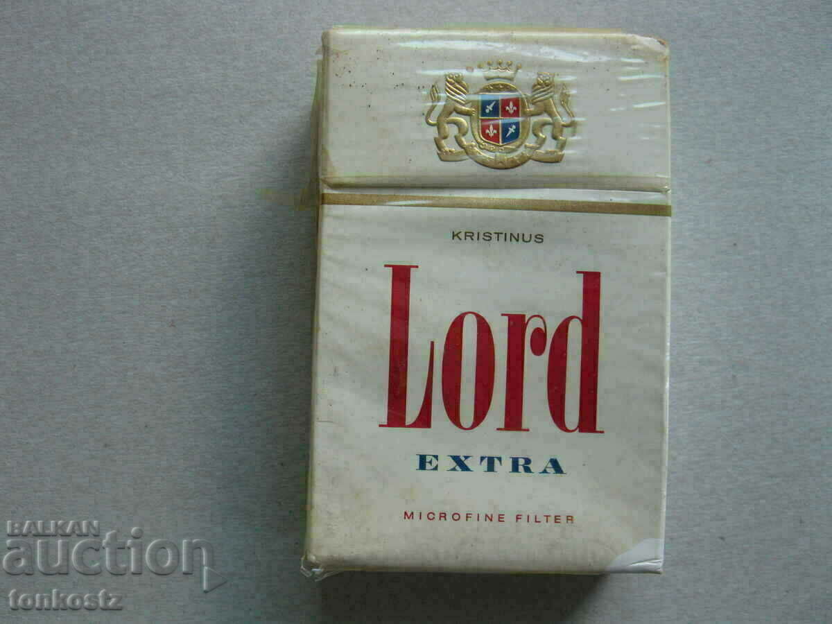 Box of unopened Lord's cigarettes for collection