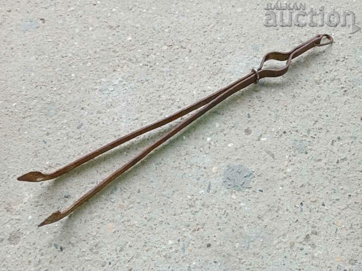 Old PRIMITIVE hand forged dilaf wrought iron tongs with price 21.00 BGN | € 10.74 Old PRIMITIVE hand forged dilaf wrought iron tongs with price 21.00 BGN | € 10.74