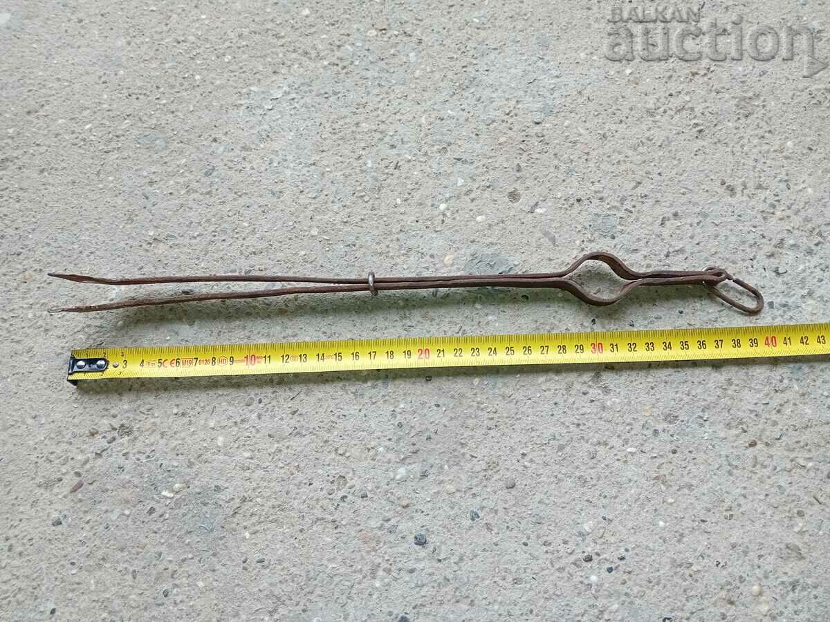 Old PRIMITIVE hand forged dilaf wrought iron tongs - 6 Old PRIMITIVE hand forged dilaf wrought iron tongs - 6