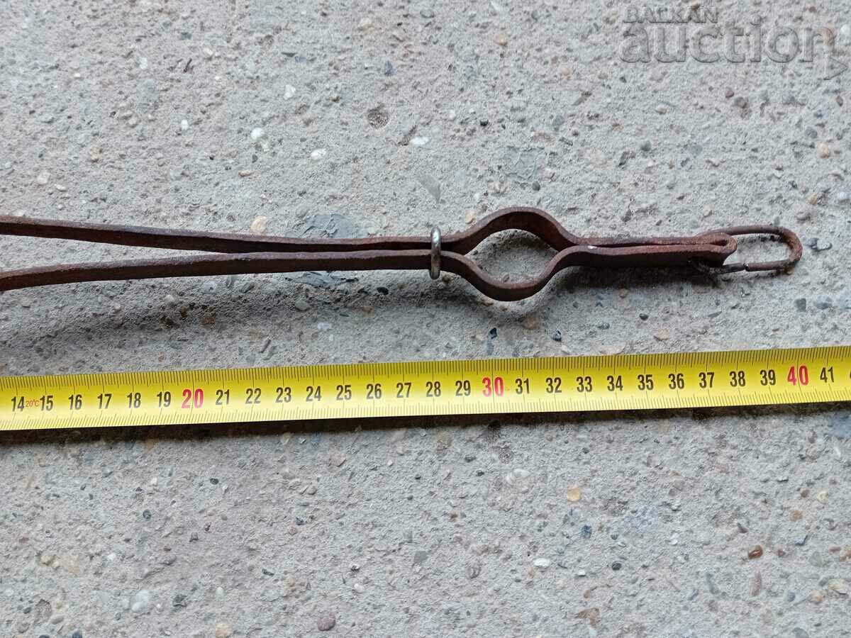 Old PRIMITIVE hand forged dilaf wrought iron tongs - 7 Old PRIMITIVE hand forged dilaf wrought iron tongs - 7