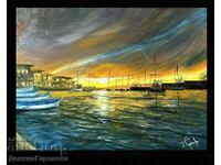 Denitsa Garelova oil painting 50/70 "Interpretation of the sunset"