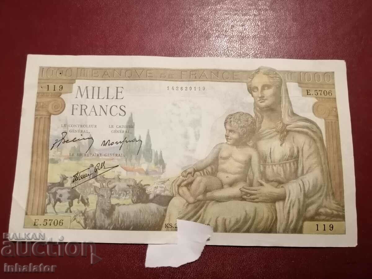 1000 francs 1943 France