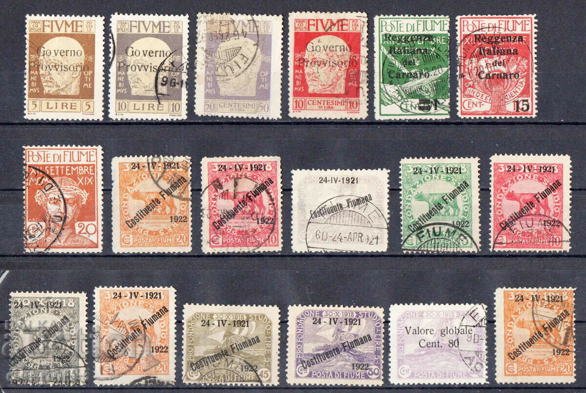 1919-20. ocupatie italiana. Multe timbre de la FIUME.