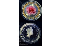 Рядка монета с българска роза и кралица Елизабет II
