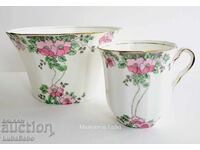 Hand painted open sugar bowl/bonniere/ and cup "Adderl
