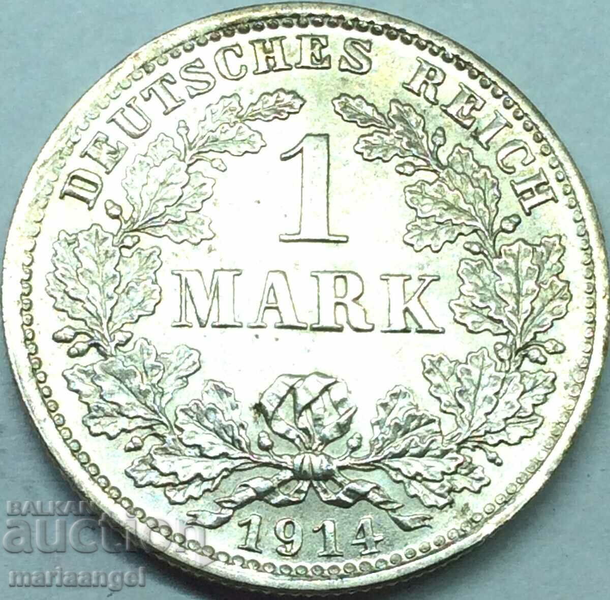 1 марка 1914 Германия Ваймар А - Берлин 24мм сребро Патина