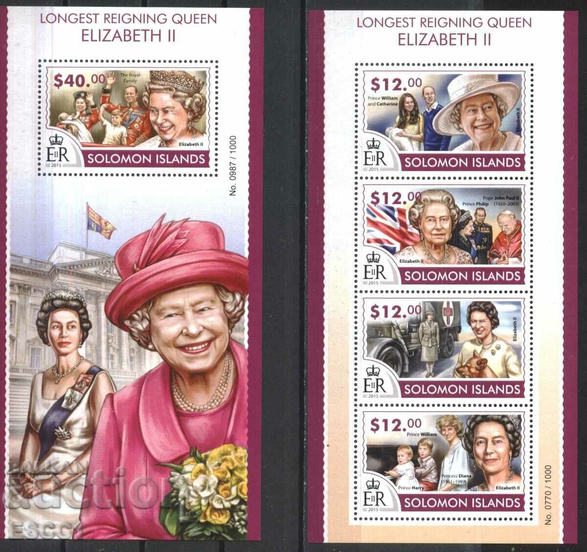 Чисти марки блок Кралица Елизабет II 2015 Соломонови острови