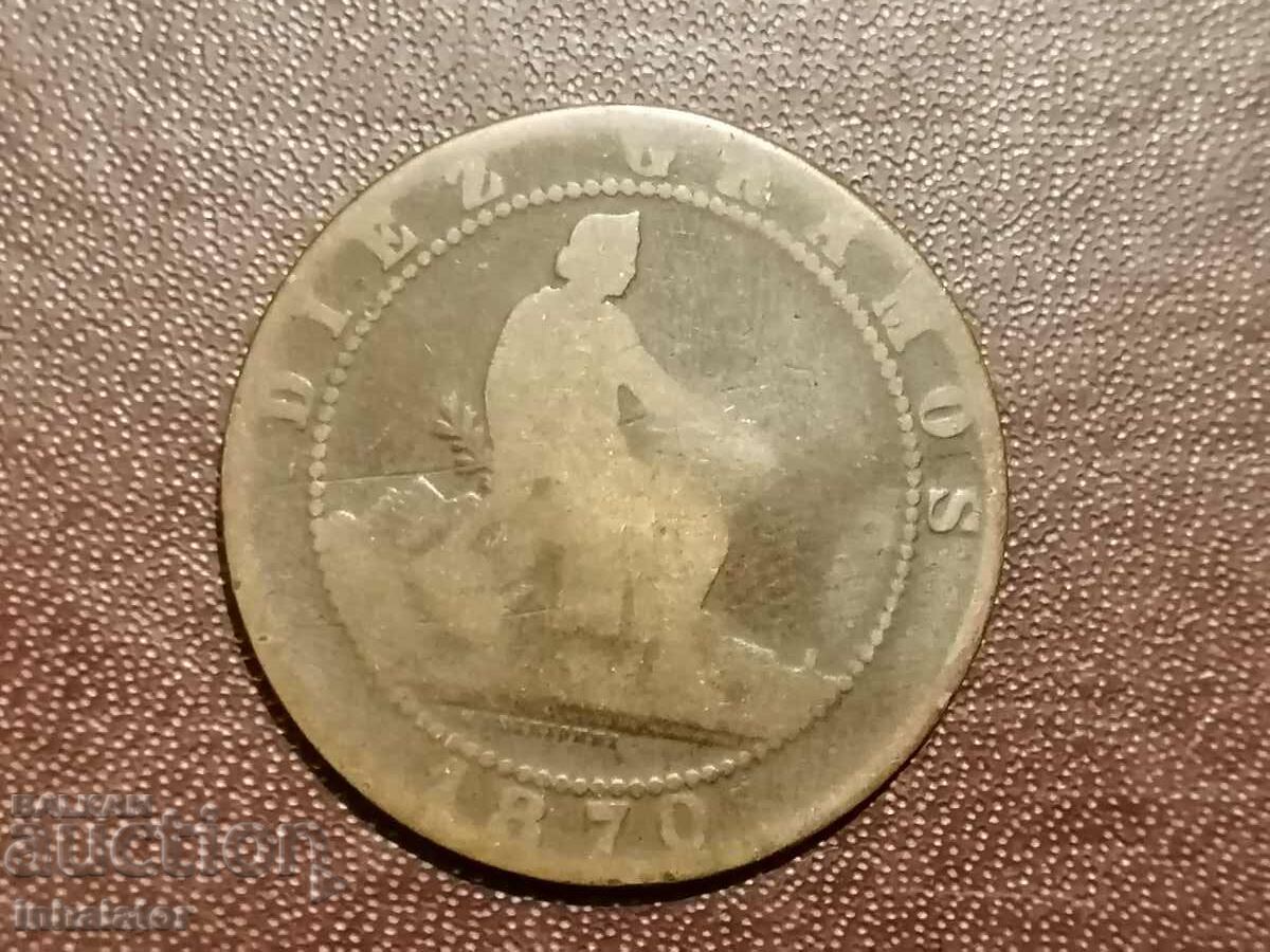 1870 10 centimos Spania