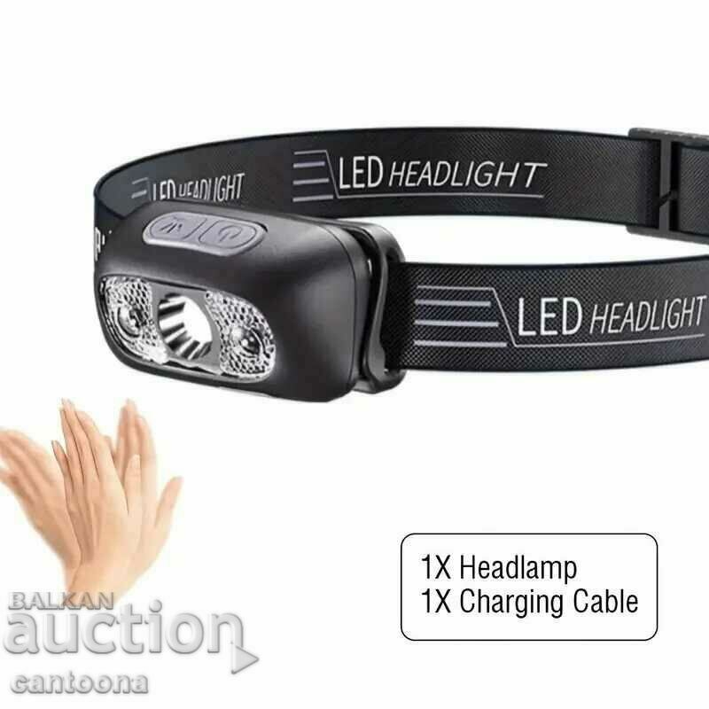 LED челник, фенер за глава, CREE LED, със сензор за движение