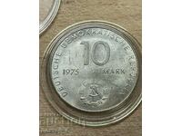 Moneda de 10 mărci 1975 „al 20-lea Pact de la Varșovia” cu motiv BG