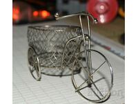 Old art vintage metal wheel with basket, for decoration ...