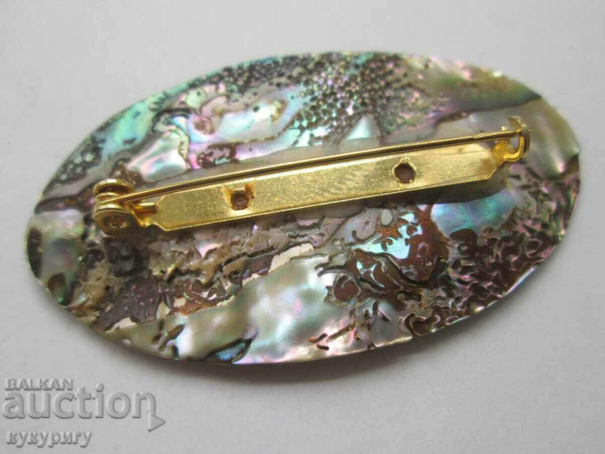Страхотна дамска брошка бижу многоцветен седеф - 5 Страхотна дамска брошка бижу многоцветен седеф - 5