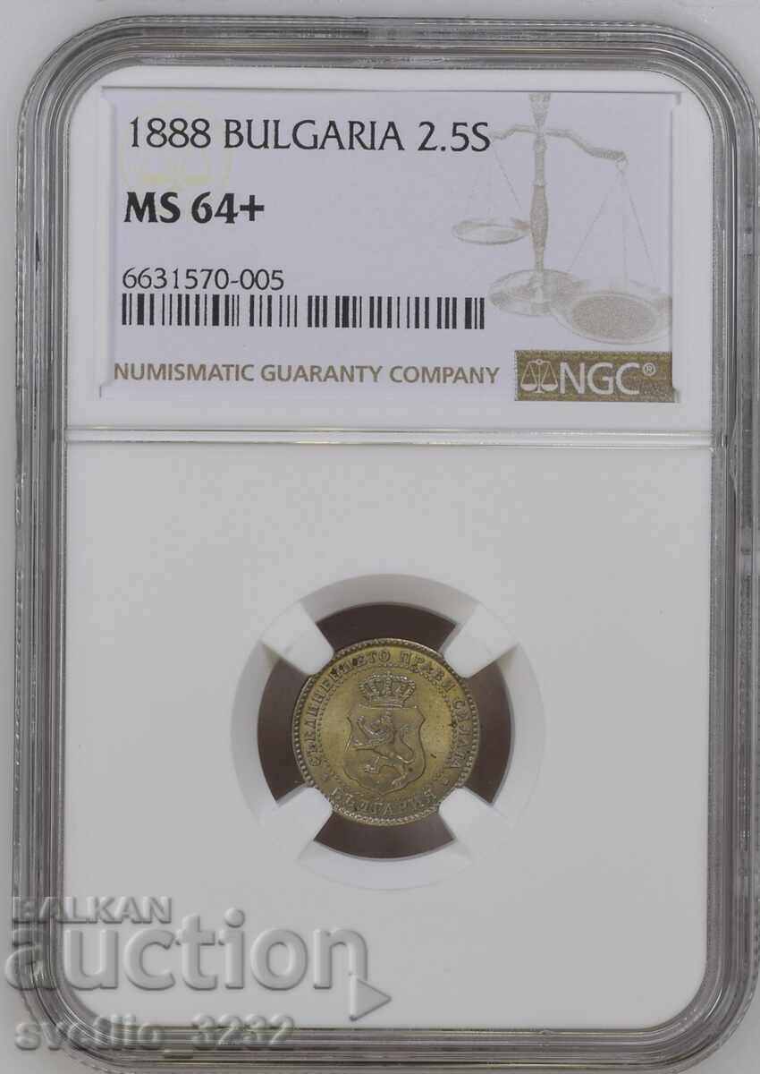 2 1/2 cents 1888 MS 64+ NGC