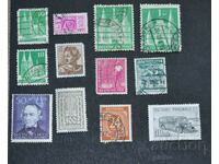 Lot of stamped postage stamps, various countries.