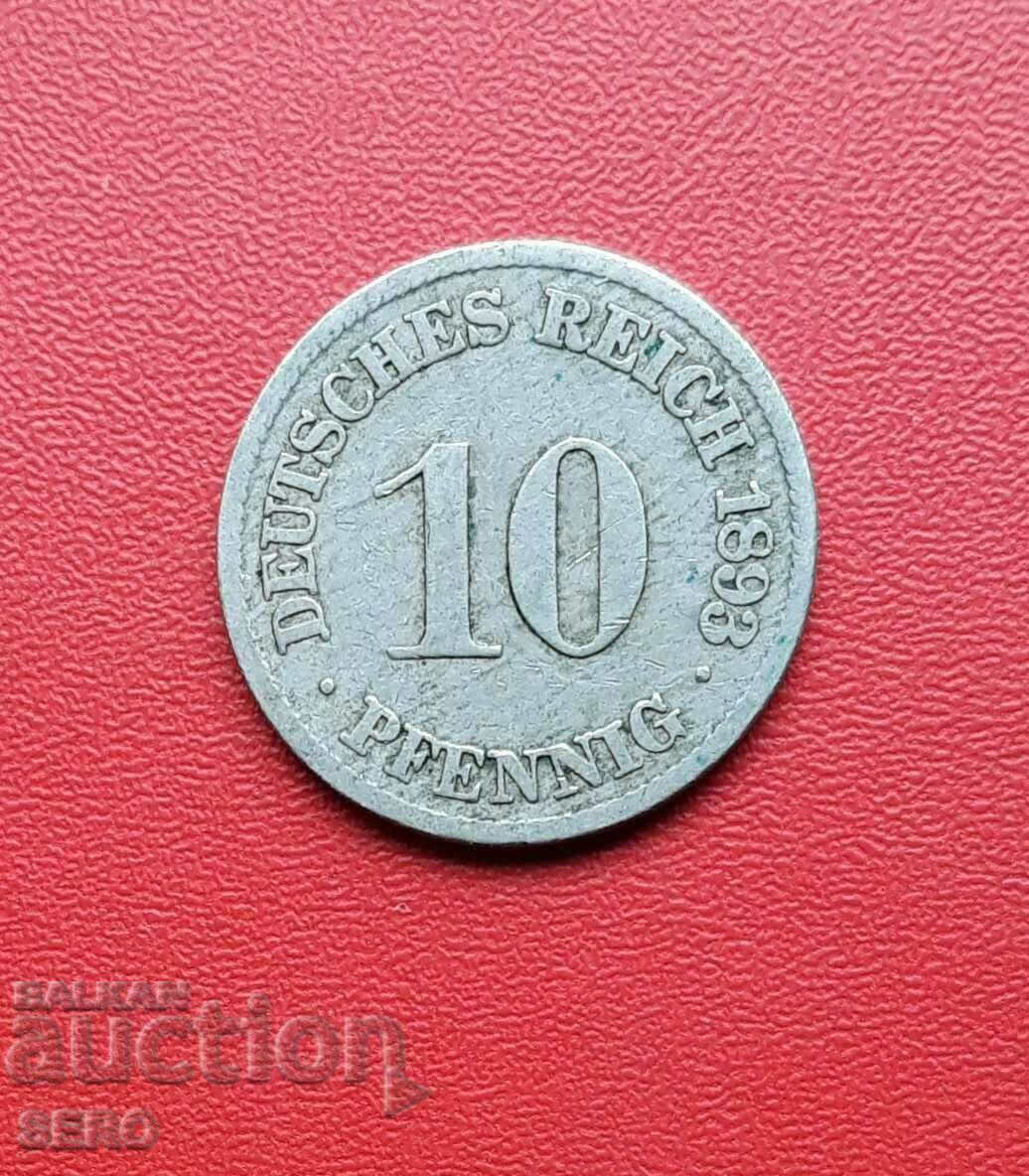 Germany-10 Pfennig 1893 J-Hamburg