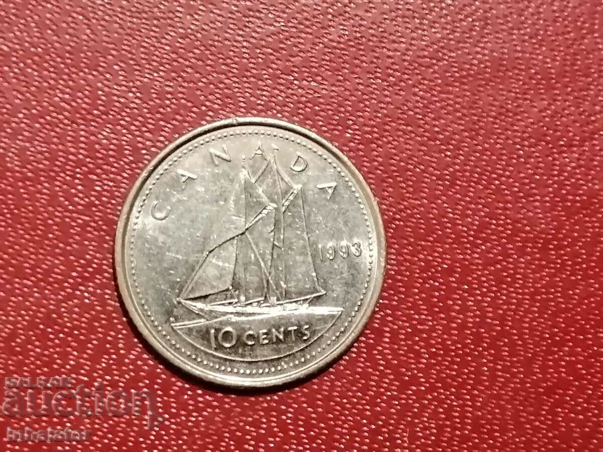 1993 год 10 цента Канада Кораб
