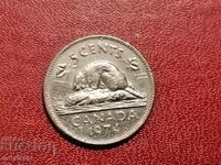 1974 год 5 цента Канада Бобър