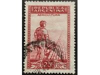 АРЖЕНТИНА 1936г. 25с. земеделие, клеймована пощенска марка.