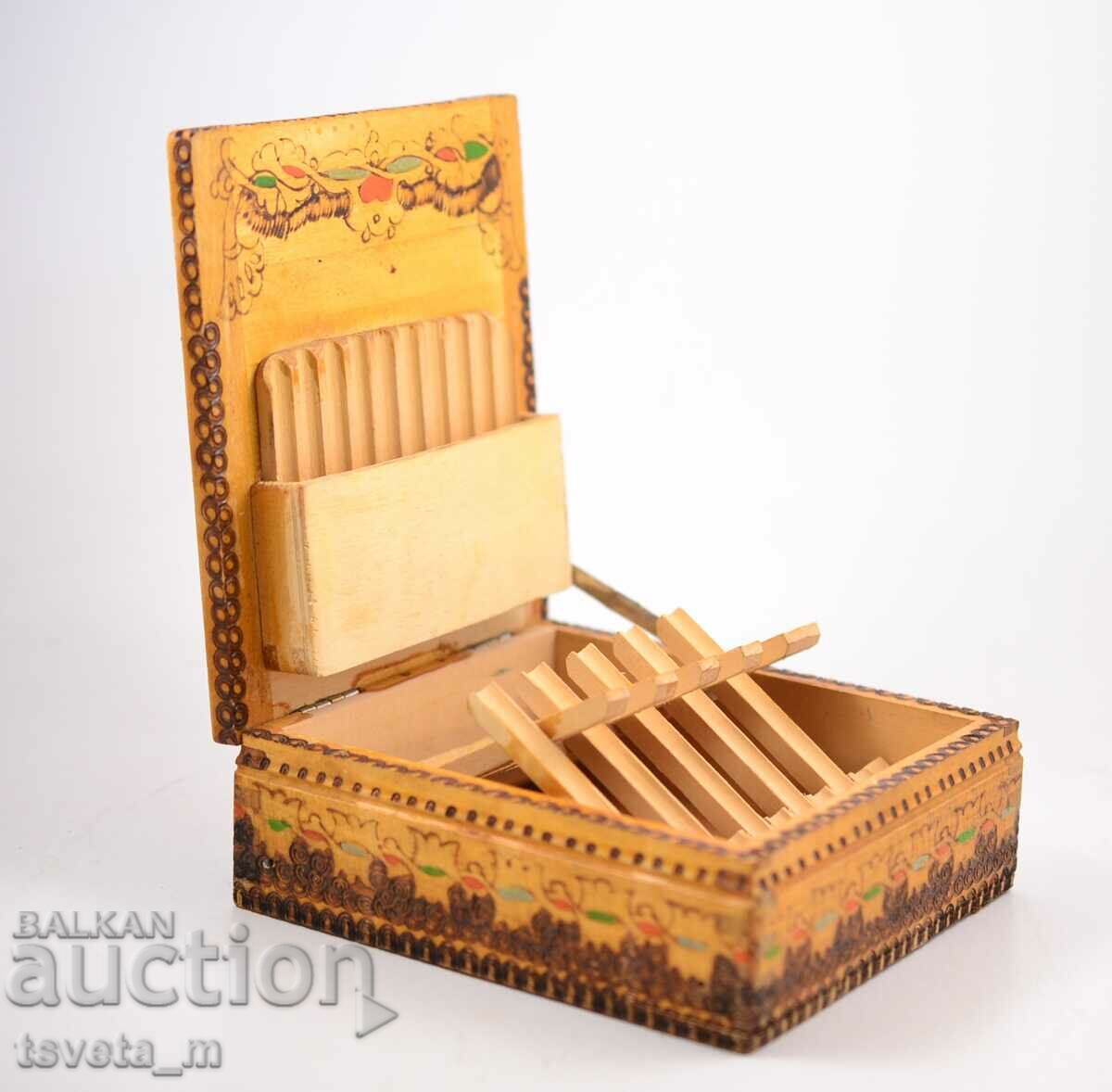 Ξύλινο κουτί τσιγάρων, χειροποίητο, πυρογραφημένο - 5