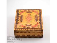 Wooden cigarette box, handmade, pyrographed