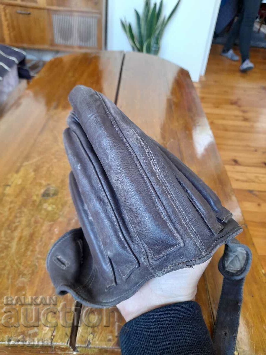 Auction Old biker leather helmet Auction Old biker leather helmet