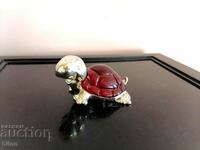 Figurină țestoasă italiană veche placată cu argint foarte frumoasă