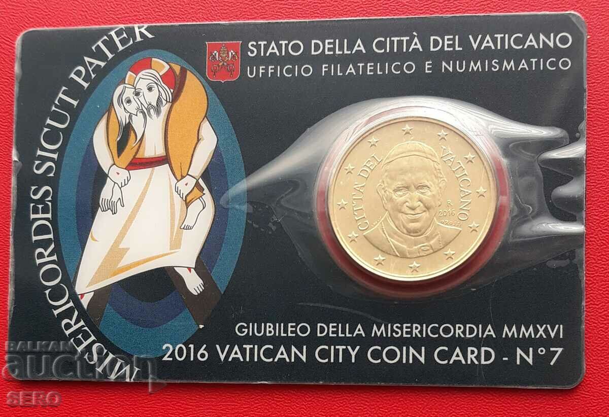 Vatican - card monedă #7 cu 50 de cenți 2016