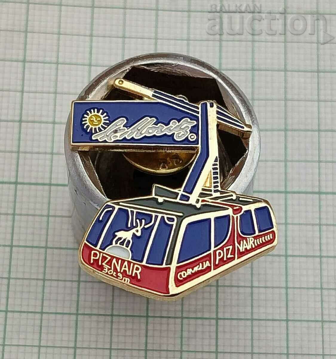 lift ST. MORITZ PIZ NAIR LIFT ELVETIA BADGE PIN EMALT