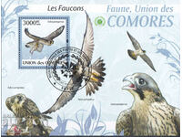 2009. Comoros Islands. Birds - Falcons. Block.