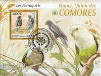 2009. Comoros Islands. Birds - Parrots. Block.