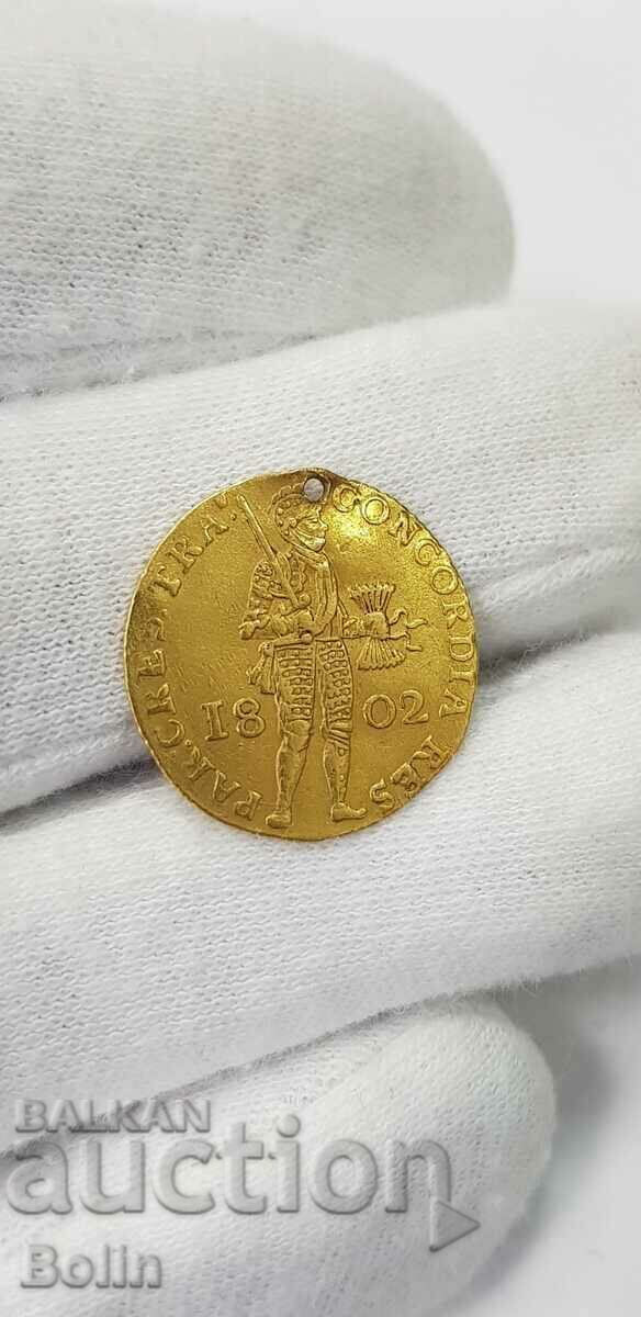 Европейска златна монета дукат Белгия 1802