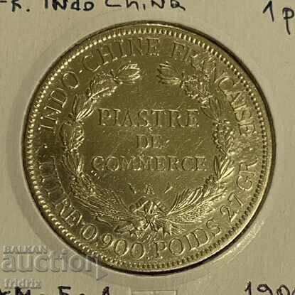 Auction French Indochina 1 piastre 1906 Auction French Indochina 1 piastre 1906