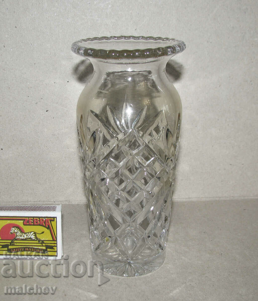 Old European crystal vase 16 cm preserved