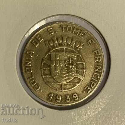 Delivery of Tomé and Príncipe 1 escudo / São Tomé & Príncipe 1 escudo 1939 Delivery of Tomé and Príncipe 1 escudo / São Tomé & Príncipe 1 escudo 1939