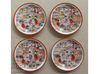 Lot of 4 Japanese porcelain saucers 13cm, 1930s, excellent