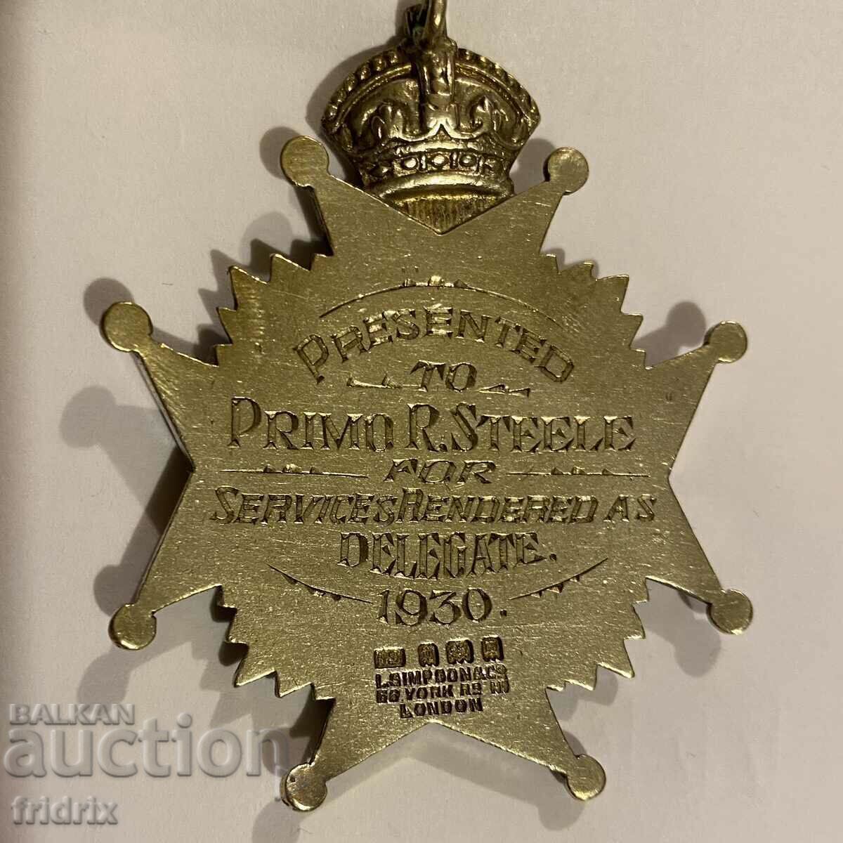 Licitație Medalie masivă de argint masonic / UK Masonic Silver 1930 Licitație Medalie masivă de argint masonic / UK Masonic Silver 1930