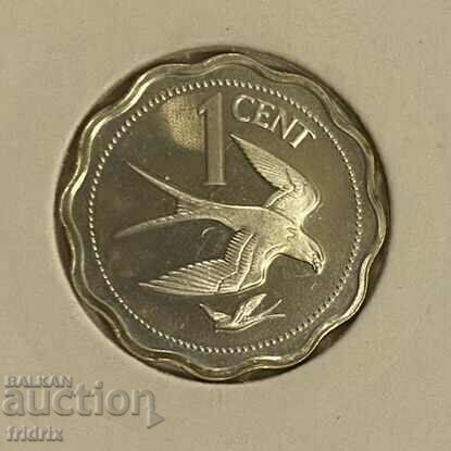 Белиз 1 цент юб. сребро / Belize 1 cent 1975 silver RARE!