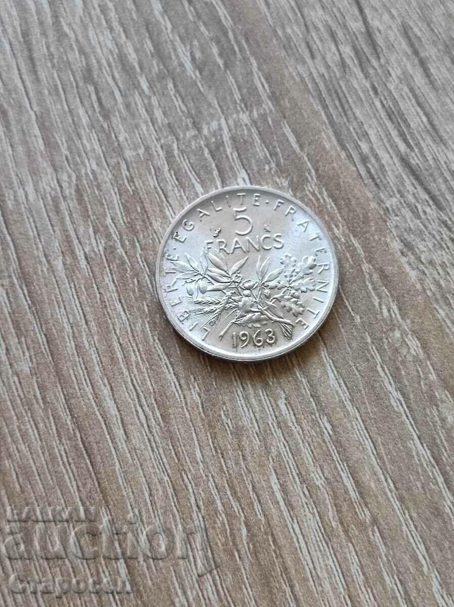 5 франка 1963 година Франция с цена € 28.12 | 55.00 лв. 5 франка 1963 година Франция с цена € 28.12 | 55.00 лв.