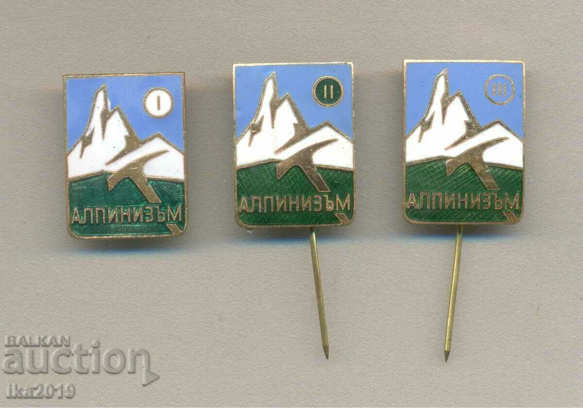 Set of rare ALPINISM enamel badges