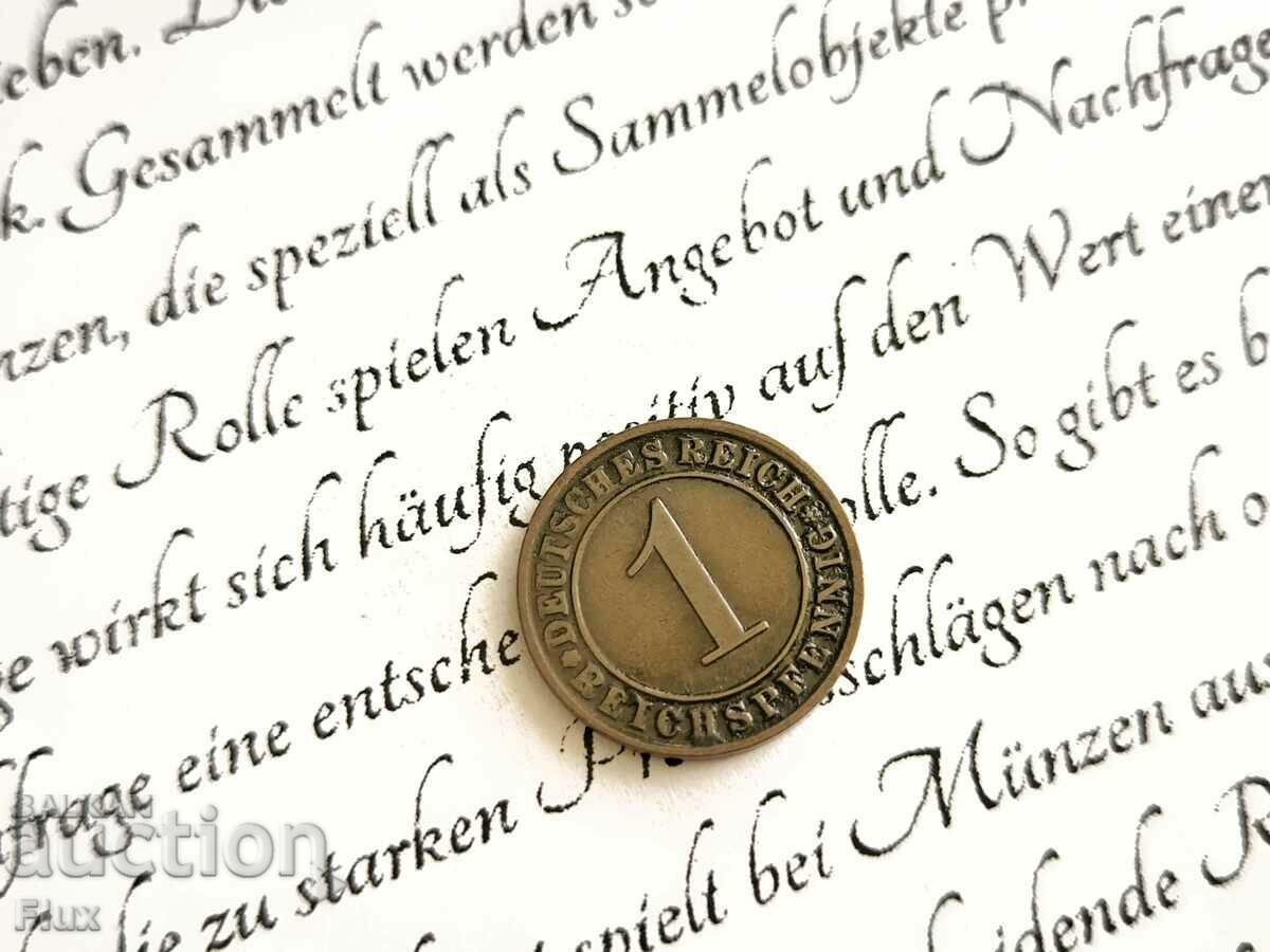 Райх монета - Германия - 1 пфениг | 1924г.; серия J