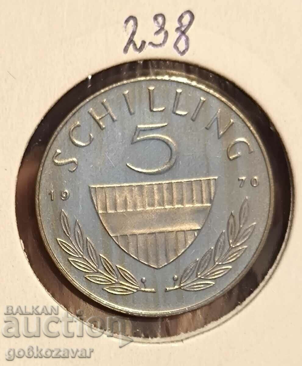 Austria 5 Shillings 1970 UNC ProoF ! From Fishek!
